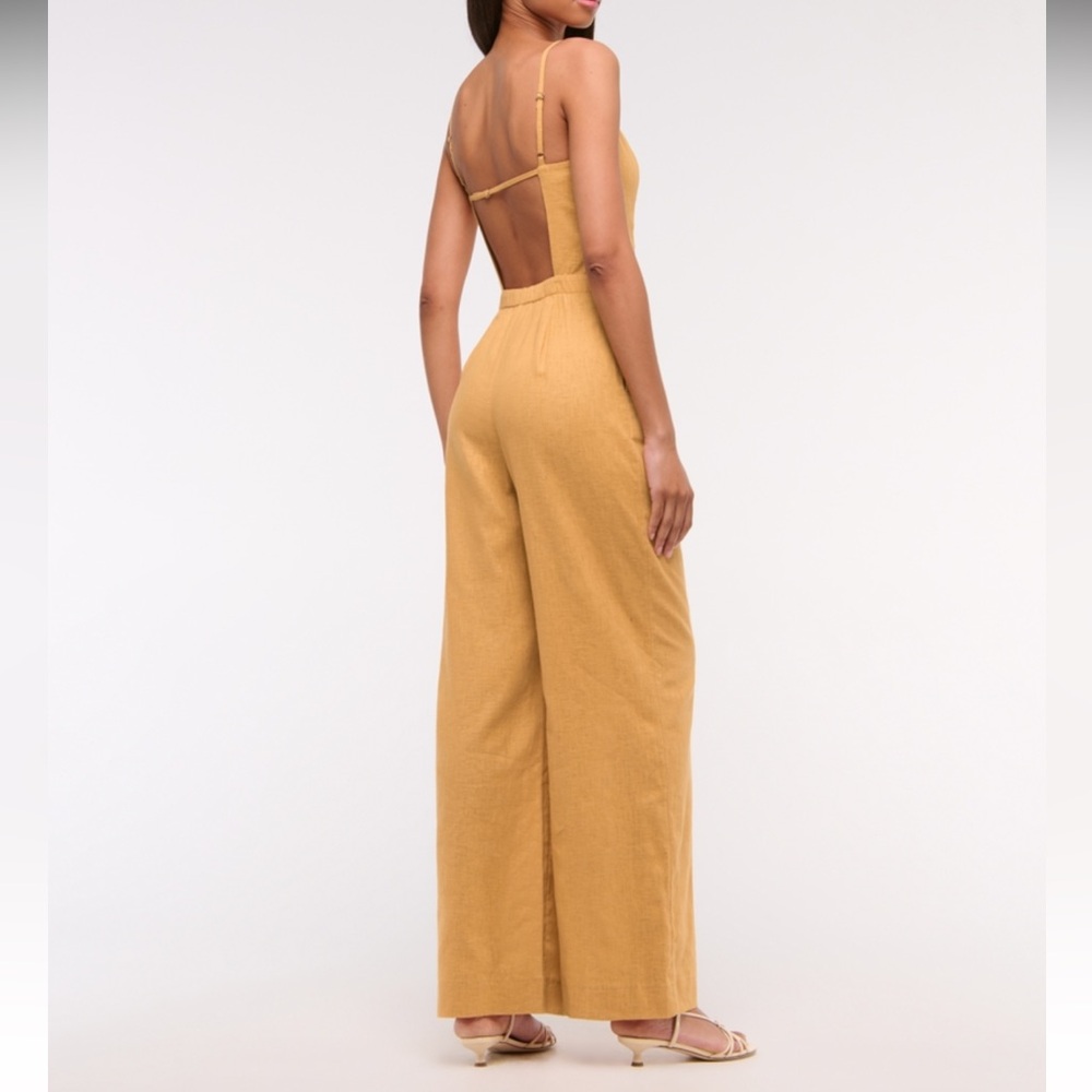 Abercrombie & Fitch Linen Blend Apron Jumpsuit